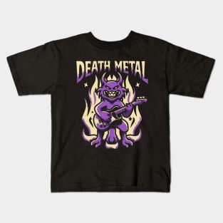 Death Metal Satanic Baphomet Cat Kids T-Shirt